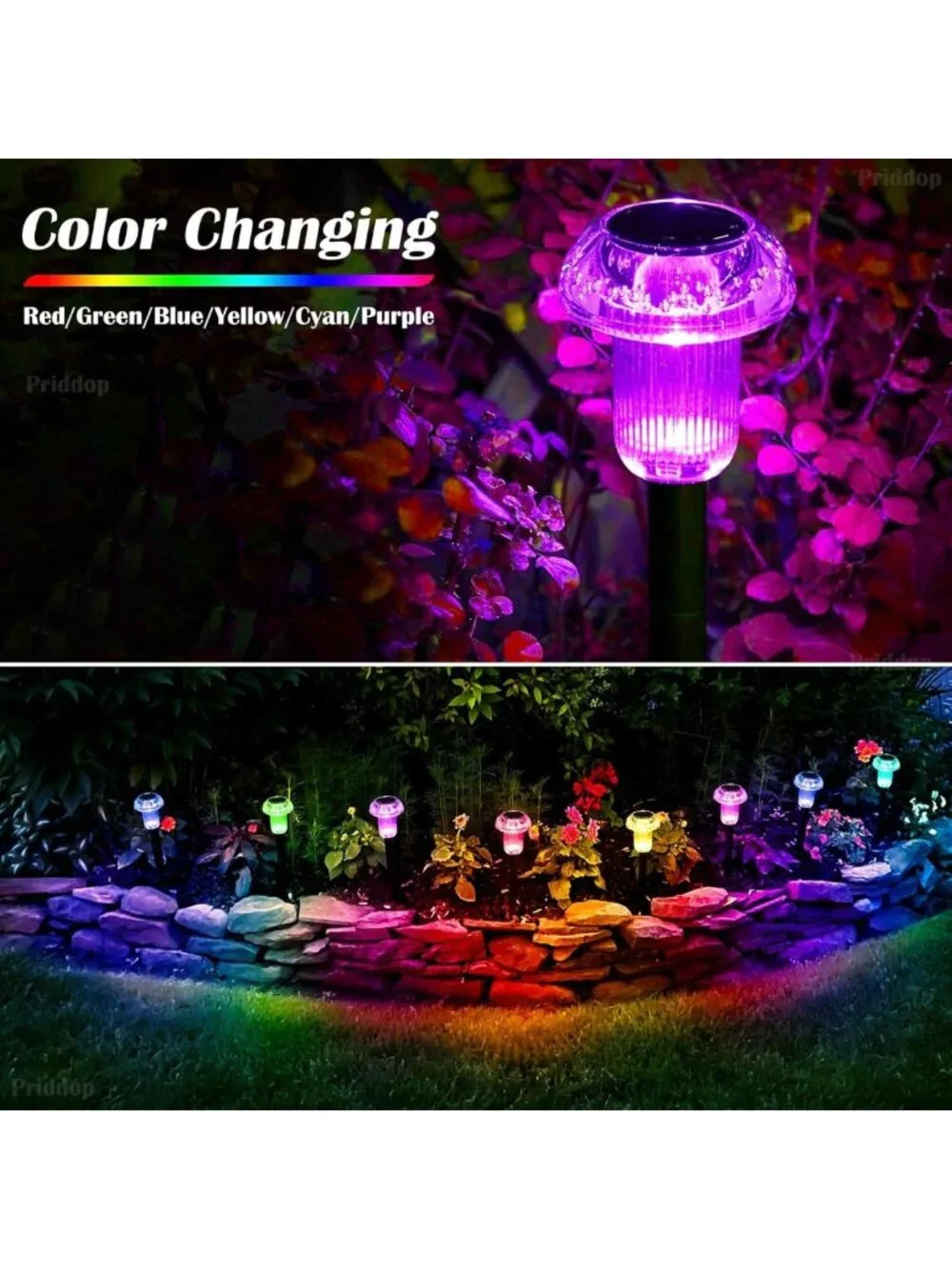 Color Changing LED Solar Christmas Lights - Waterproof Outdoor 8 Pack Decor